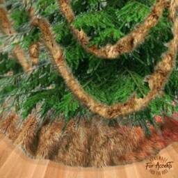Faux Fur Christmas Tree Skirt - Shaggy Golden Brown Wolf, Coyote