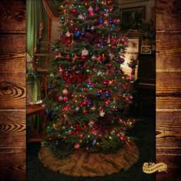Faux Fur Christmas Tree Skirt - Shaggy Golden Brown Wolf, Coyote - thumbnail 3