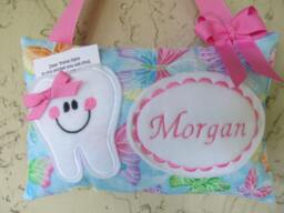 Pillow For Loose Tooth, Tooth Fairy Pillow' Baby Shower Gif't Personalized Butterfly Glittered - thumbnail 1