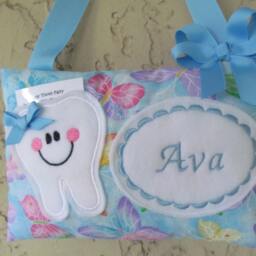 Pillow For Loose Tooth, Tooth Fairy Pillow' Baby Shower Gif't Personalized Butterfly Glittered - thumbnail 2