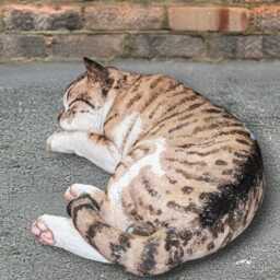 Sleeping Cat Statue Concrete Kitty Figure Cozy Feline Sculpture Stone Pet Memorial Ornament Adorable Animal Accent Handmade Lover Gift - thumbnail 3
