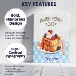 Mixed Berry French Toast Breakfast Illustration Canvas Wall Art Print Decor Picture Ready To Hang - thumbnail 2