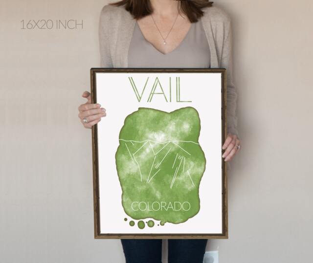 Vail Colorado Ski Trail Map Print Or Canvas. Map. Watercolor Print. Map. Village. Ski Colorado Art. Art - image 1