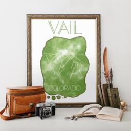 Vail Colorado Ski Trail Map Print Or Canvas. Map. Watercolor Print. Map. Village. Ski Colorado Art. Art - thumbnail 2