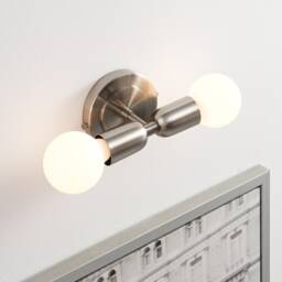 Luna Duo Brushed Nickel Wall Sconce - Mid Century Industrial Modern 2-Light Lamp For & Ceiling Vanity Mirror & Bathroom Lighting - thumbnail 2