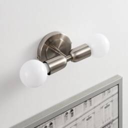 Luna Duo Brushed Nickel Wall Sconce - Mid Century Industrial Modern 2-Light Lamp For & Ceiling Vanity Mirror & Bathroom Lighting - thumbnail 3