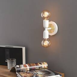 Luna Duo Brushed Nickel Wall Sconce - Mid Century Industrial Modern 2-Light Lamp For & Ceiling Vanity Mirror & Bathroom Lighting - thumbnail 4