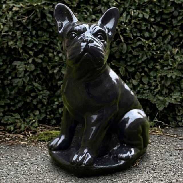 Outdoor French Bulldog Sculpture Concrete Dog Figurine Stone Pet Ornament Decor Handmade Dog Lover Gift - image 1
