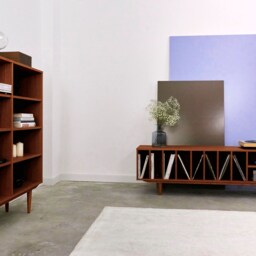Bookcase, Bookshelf Made Of Oak Vaneer - Teak Colour Livlo T-R02 - thumbnail 4