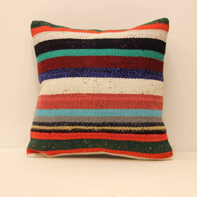 Kilim Pillow, Sofa Pillow Boho Pillow, Handmade 18x18 in 45x45 cm Minimalist Decorative Cushion Cover Throw 4Kbf-118 - image 1