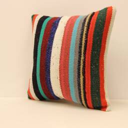 Kilim Pillow, Sofa Pillow Boho Pillow, Handmade 18x18 in 45x45 cm Minimalist Decorative Cushion Cover Throw 4Kbf-118 - thumbnail 3