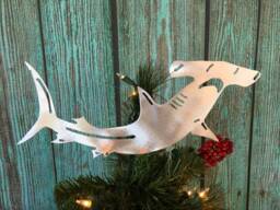 Hammerhead Shark, Tree Topper, Wall Hanging Or Yard Stake, Handcrafted, Metal, Outdoor Lovers Gift, Christmas Unique Holiday