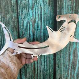 Hammerhead Shark, Tree Topper, Wall Hanging Or Yard Stake, Handcrafted, Metal, Outdoor Lovers Gift, Christmas Unique Holiday - thumbnail 2
