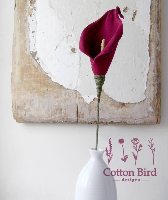 4Th Wedding Anniversary Gift Long Stem Linen Lily Sculpture, For Wife, Husband, To Couple, Vase Not Included - image 1