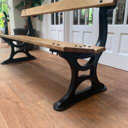 Cast Iron Very Heavy Garden Park Bench Fully Restored Oak Wood - thumbnail 3