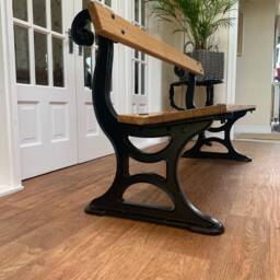 Cast Iron Very Heavy Garden Park Bench Fully Restored Oak Wood - thumbnail 2