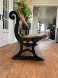 Cast Iron Very Heavy Garden Park Bench Fully Restored Oak Wood - thumbnail 1