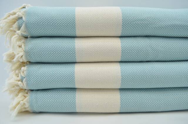 "Turkish Bedspread, Herringbone Blanket, Mint Green Throw, Beach Throw, Soft Blanket, Turkish Blanket, Home Decor, 79""x95" - image 1