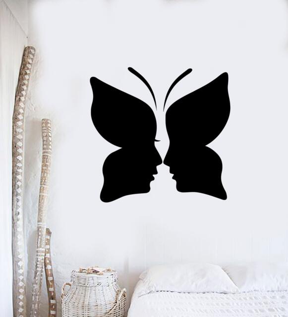 Wall Vinyl Decal Butterfly Kissing Couple Love Romance Abstract Modern Home Decor - #1095Di - image 1