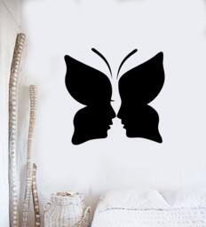 Wall Vinyl Decal Butterfly Kissing Couple Love Romance Abstract Modern Home Decor - #1095Di - thumbnail 1