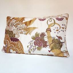 Decorative Throw Pillow Cover Silk Brocade Rubelli Fabric Gold Pantalon Pattern - Made in Italy - thumbnail 3