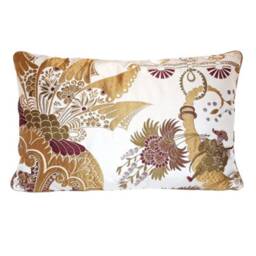 Decorative Throw Pillow Cover Silk Brocade Rubelli Fabric Gold Pantalon Pattern - Made in Italy - thumbnail 1