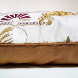 Decorative Throw Pillow Cover Silk Brocade Rubelli Fabric Gold Pantalon Pattern - Made in Italy - thumbnail 4