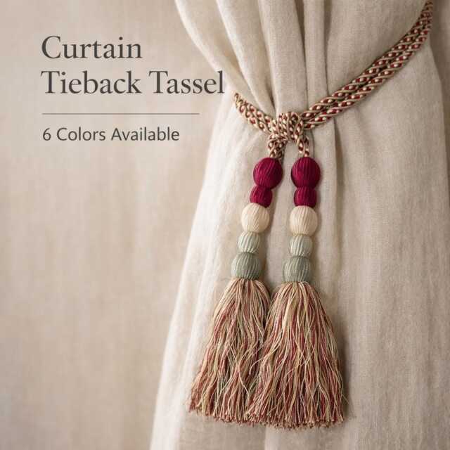 Luxury Double Tassel Curtain Tieback - Beaded Rope Drapery Holdback Elegant Decorative Accessory 6 Colors - image 1