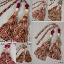 Luxury Double Tassel Curtain Tieback - Beaded Rope Drapery Holdback Elegant Decorative Accessory 6 Colors - thumbnail 2