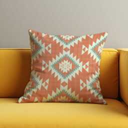 Southwestern Aztec Cushion Cover, Terracotta Geometric Tribal Pillow Boho & Rustic Living Room & Bedroom Decor - thumbnail 4