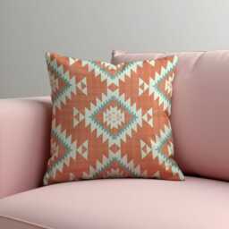 Southwestern Aztec Cushion Cover, Terracotta Geometric Tribal Pillow Boho & Rustic Living Room & Bedroom Decor - thumbnail 3