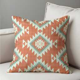 Southwestern Aztec Cushion Cover, Terracotta Geometric Tribal Pillow Boho & Rustic Living Room & Bedroom Decor - thumbnail 2
