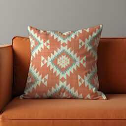 Southwestern Aztec Cushion Cover, Terracotta Geometric Tribal Pillow Boho & Rustic Living Room & Bedroom Decor