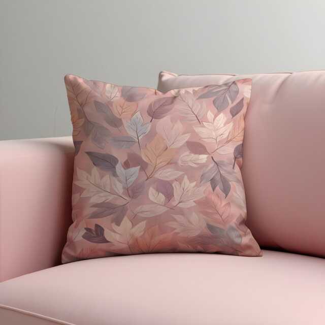 Blush Pink Leaf Cushion Cover, Autumn Botanical Pillow Case, Dusty Rose Decorative Throw Pillowcase - image 1