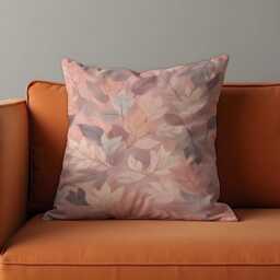 Blush Pink Leaf Cushion Cover, Autumn Botanical Pillow Case, Dusty Rose Decorative Throw Pillowcase - thumbnail 3