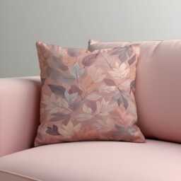 Blush Pink Leaf Cushion Cover, Autumn Botanical Pillow Case, Dusty Rose Decorative Throw Pillowcase - thumbnail 1