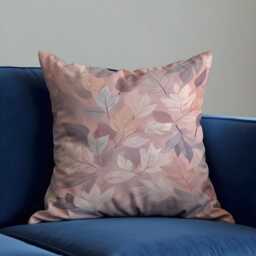 Blush Pink Leaf Cushion Cover, Autumn Botanical Pillow Case, Dusty Rose Decorative Throw Pillowcase - thumbnail 4