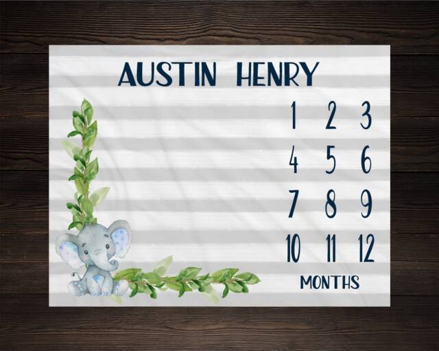 Safari Baby Milestone Blanket Month Growth Tracker Fleece Shower Elephant Newborn Gift Animals - image 1