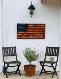 The Betsy Ross 1776 Natural American Wooden Charred Flag, Veteran Crafted, Handcrafted, Flag Wall Art, Subdued - thumbnail 4