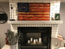 The Betsy Ross 1776 Natural American Wooden Charred Flag, Veteran Crafted, Handcrafted, Flag Wall Art, Subdued - thumbnail 1