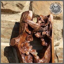 Hummingbird Wood Carving, Iroko Wall Art, Rustic Wildlife Decor - thumbnail 4