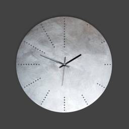Dots Silver Wall Clock, Full Metal, Handmade, Silent, Multiple Sizes - thumbnail 2
