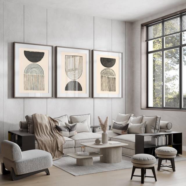 Neutral Abstract Art Prints, Modern Art, Beige Wall , Home Decor Set Of 3 , A5, A4, A3 A3+ A2 A1 Sizes, Fast Delivery - image 1