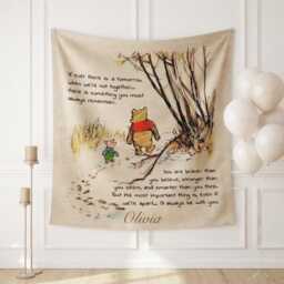 Winnie The Pooh Wall Tapestry - Nursery Boho Decor, Hundred Acre Wood Hanging, Bear Baby Room, Kids Bedroom - thumbnail 1