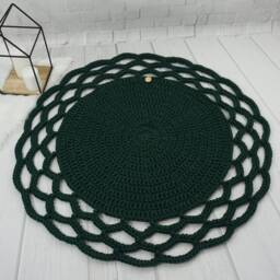 Knitted Rug, Round Crocheted Rug Circle Braided Nursery Mat, 45 Colors Available, Home Decor Gift, Decor, Baby Room - thumbnail 1
