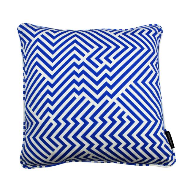 Blue Striped Cotton Cushion Cover - Handmade Feather Pillow - 48cm