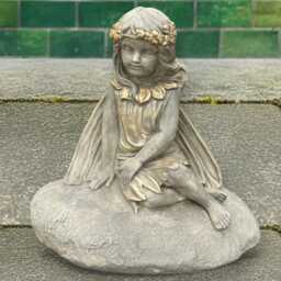 Concrete Girl On Staddlestone Statue Garden Fairy Sculpture Stone Figurine Outdoor Yard Decoration Handmade Cement Ornament Patio Gift - thumbnail 4
