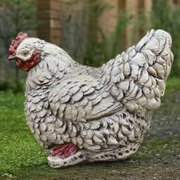 Outdoor Chicken Statue Concrete Garden Lifelike Sculpture Stone Bird Ornament Cement Farm Animal Decoration Handmade Art - thumbnail 3