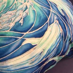 Sealife Cushion Blue Aqua Dolphin Print - Tranquil Ocean Settee Throw Pillow in Turquoise Decorative Statement Sofa - thumbnail 2