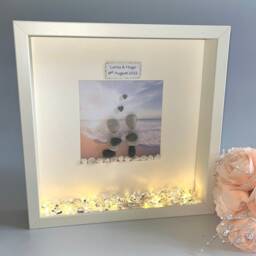 Beach Engagement Personalised Pebble Art Picture Frame Gift For Couple Newly Engaged On Beach Setting People She Said Yes - thumbnail 2